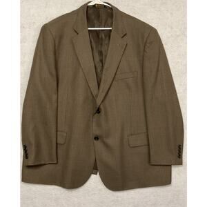 Joseph &‎ Feiss Gold Suit Jacket Men 50 Brown Wool Check Polyester Lined